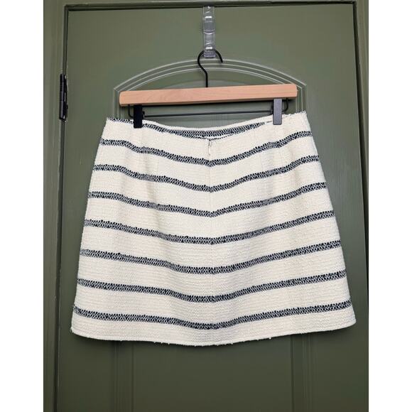 NWT Tuckernuck Navy Stripe Tweed Meg Mini A-Line Classic Luxe Skirt Cream Large - Picture 5 of 7